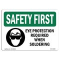 Signmission OSHA Sign, Eye Protection Required When Soldering, 10in X 7in Decal, 10" W, 7" H, Landscape OS-SF-D-710-L-10608